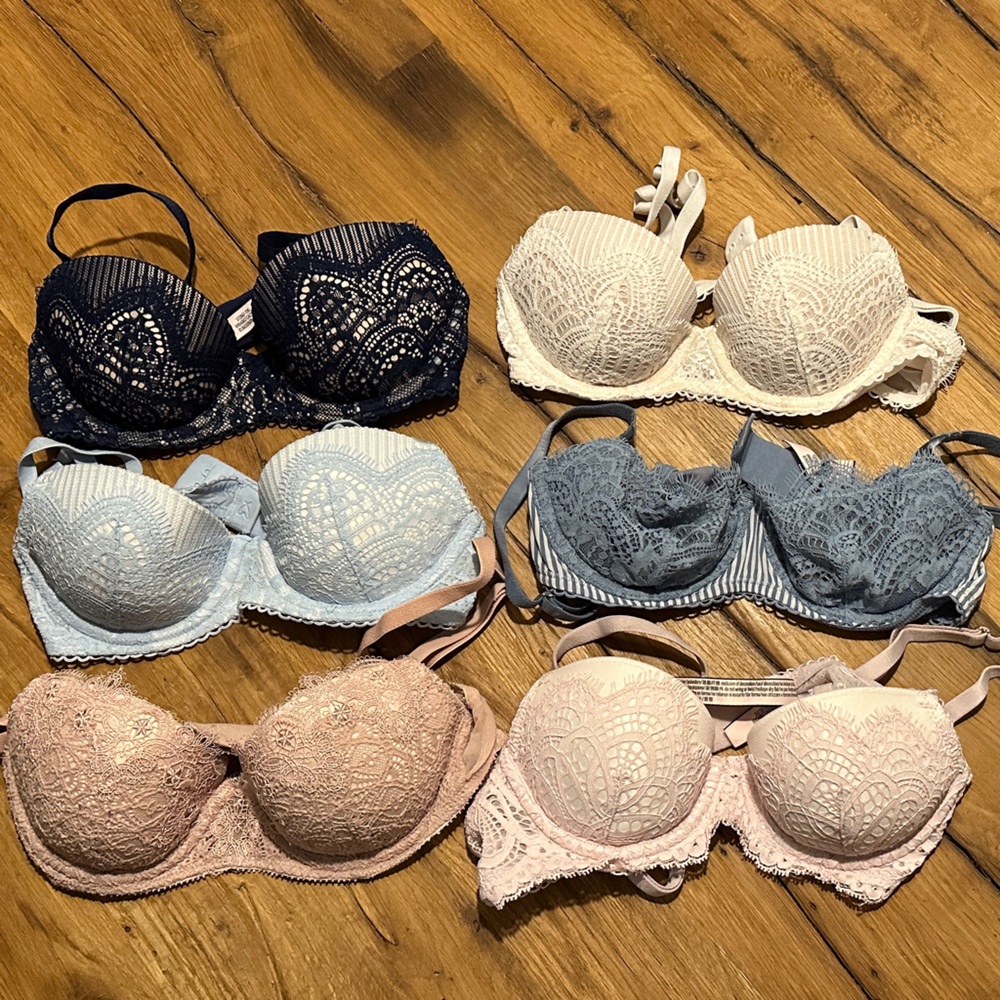 Victoria's Secret Lace Bra Collection - Navy, Cream, Blue, Pink